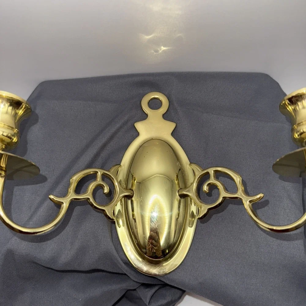 Vintage Bronze Brass Two Arm Candle Wall Sconces Double Candle Holder.